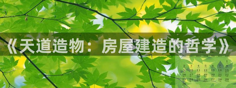 意昂3集团官网网址：《天道造物：房屋建造的哲学》